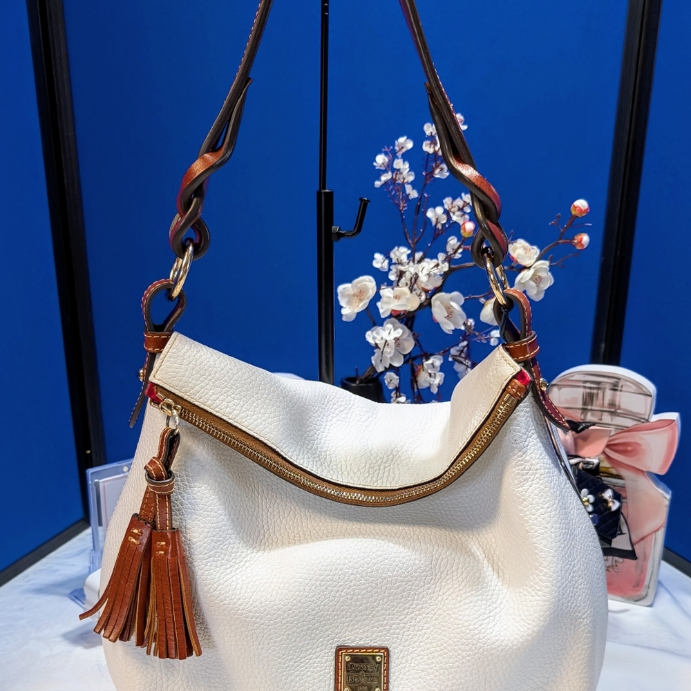 Dooney & Bourke Twist Strap Hobo Bag - White Pebbled Leather